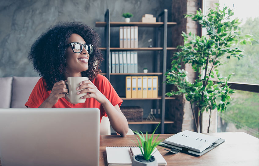 woman working from home